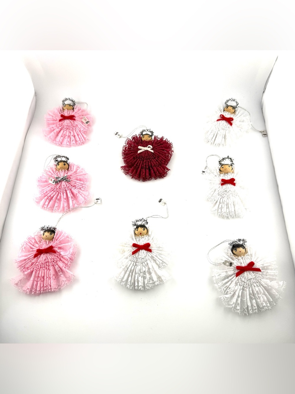 8 Christmas vintage lace angel ornaments